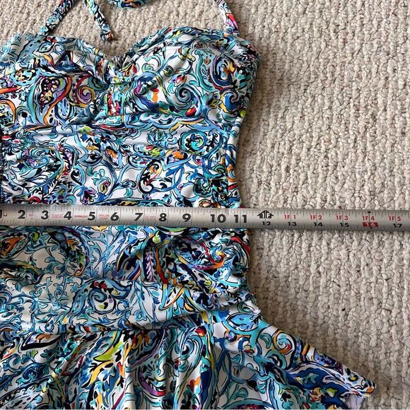 Lauren Ralph Lauren Mystic Paisley Tummy Control One-Piece Swim Dress - Picture 12 of 14